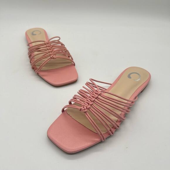 Journee Collection Sandals Womens 6 Pink Addora Slides Sandals NEW - Picture 1 of 10